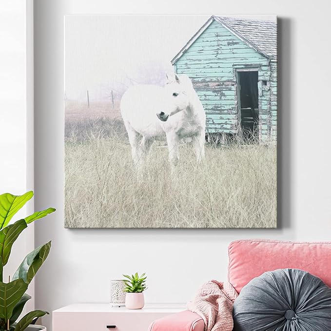 Colorful Animals Painting Wall Art on Canvas Modern Abstract Artwork, High Key Horse I Wall Art, Ready to Hang, 40'' x 40''
