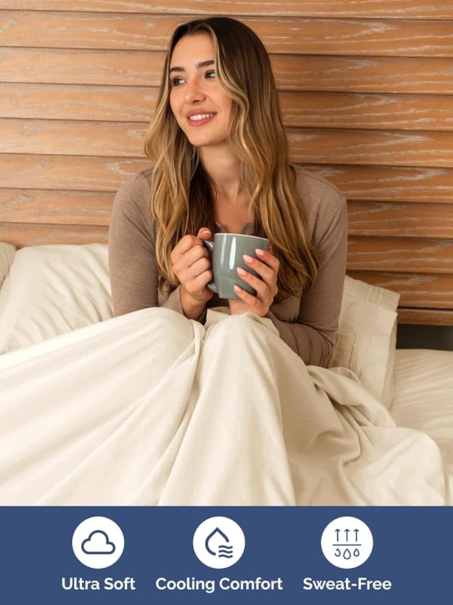 Extra Deep Twin XL Sheet Set - 4 Piece Breathable and Cooling Sheets - Hotel Luxury Bed Sheets Set - Easy Fit - Soft, Wrinkle Free and Comfy Sheets Set - Off White Sheet Set with Extra Deep Pockets