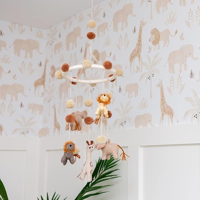 Crane Baby Safari Wallpaper for Nursery, Gender Neutral Jungle Animal Print, Wallpaper for Kids Room, Safari Animal Decor, 20.9 X 270
