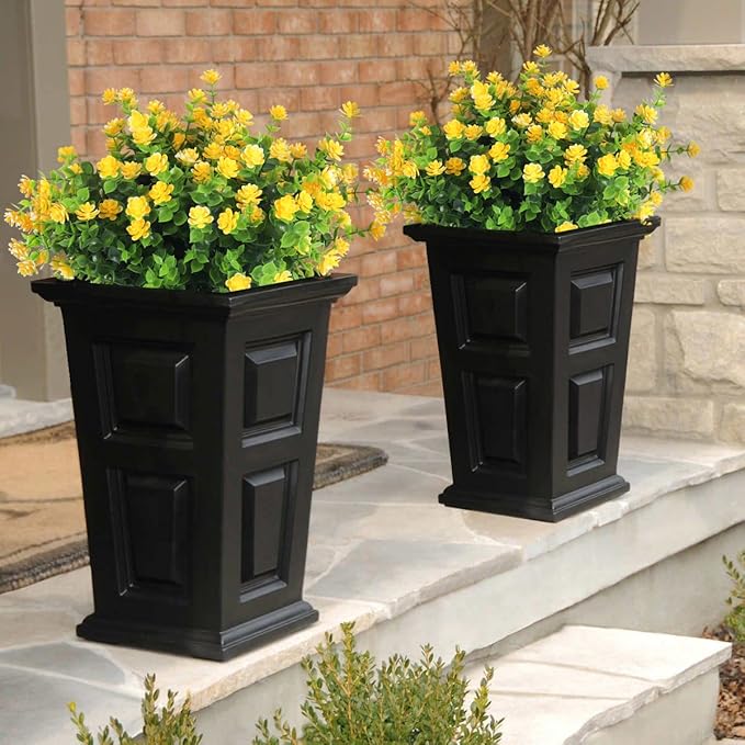 RECUTMS 12 Bundles Outdoor Artificial Flowers UV Resistant Fake Boxwood Plants, Faux Greenery for Indoor Outside Hanging Plants Garden Porch Window Box Home Wedding Farmhouse Décor(Yellow)