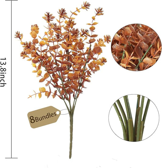 RECUTMS Faux Mums Plants,Artificial Flowers for Outside Artificial Fall Flowers, Fake Outdoor UV Resistant Autumn Plants for Home Kitchen Christmas Festival Thanksgiving Autumns Decoration(Brown)