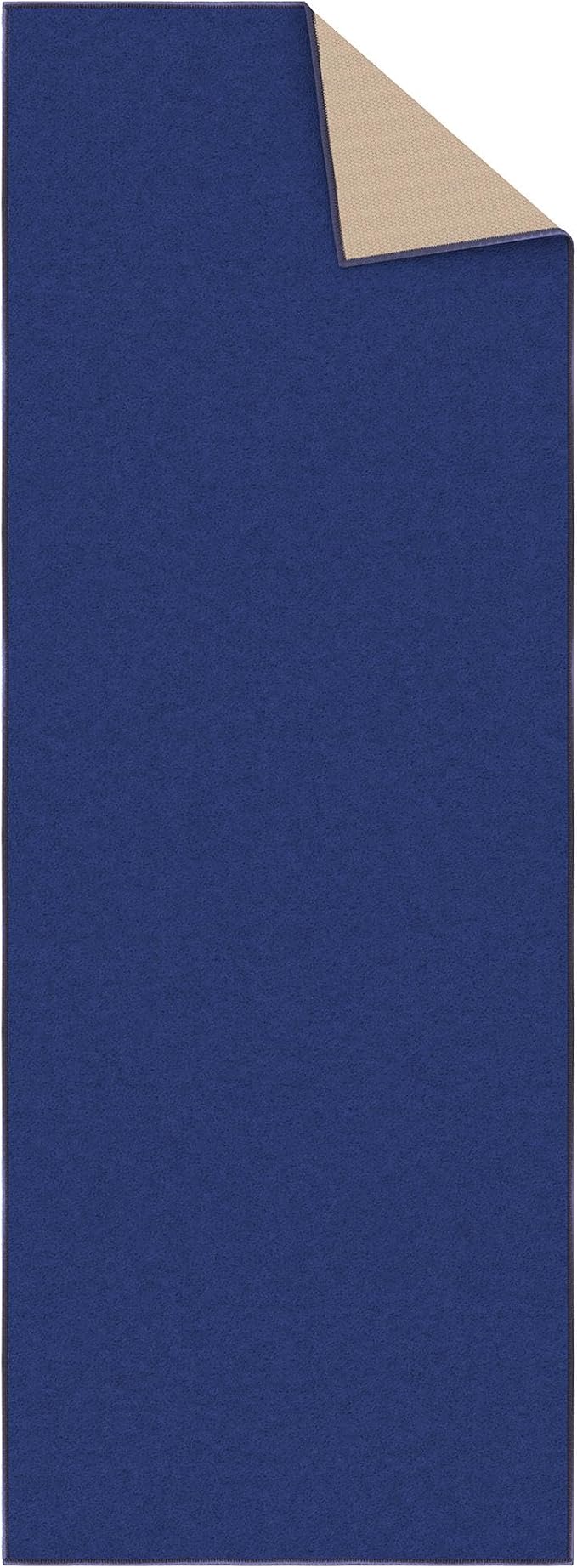 Machine Washable Modern Solid Design Non-Slip Rubberback 2x6 Traditional Runner Rug for Hallway, Kitchen, Bedroom, Living Room, 2'2" x 6', Navy