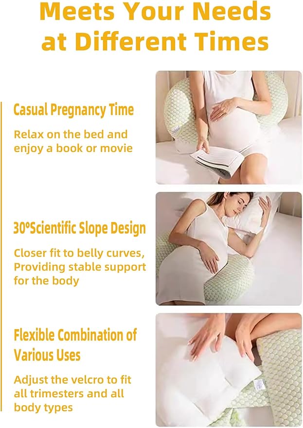 Pregnancy Pillows for Sleeping, Soft Pregnancy Pillow Side Sleeper with Detachable and Adjustable Pillow Cover, Maternity Body Pillow for Pregnancy Belly/Back Support