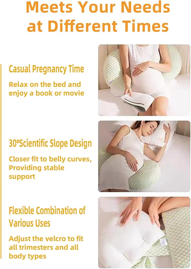 Pregnancy Pillows for Sleeping, Maternity Pillow for Pregnant Women with Pillow Cover, Adjustable Body Pillow for Pregnant Women, Wedge Pillows Support for Back, Legs, Belly, Hips(Green)