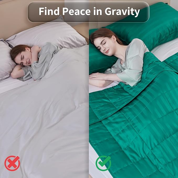 Weighted Blanket for Adult,12lbs Heavy Weighted Blanket 60"x80" Breathable Cooling Summer Blankets, Ultra Soft Cotton Comfort Throw Blanket with Glass Beads for All-Season (Green)