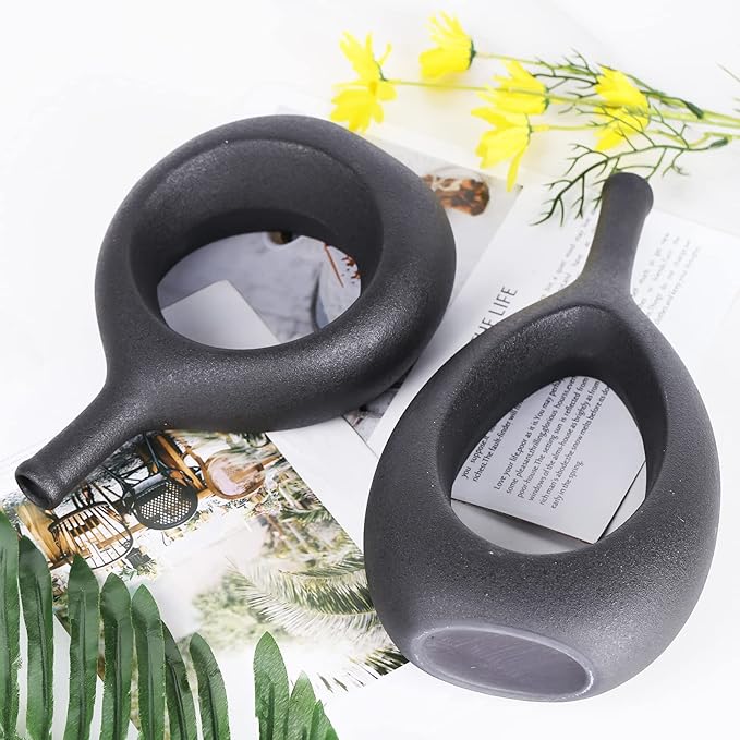 Black Ceramic Vase Set 2,Modern Hollow Circle with Hole Flower Vase for Home Decor,for Table Centerpieces,Farmhouse,Fire Place,Living Room,Bedroom,Office,Bookshelf,Rustic Decor