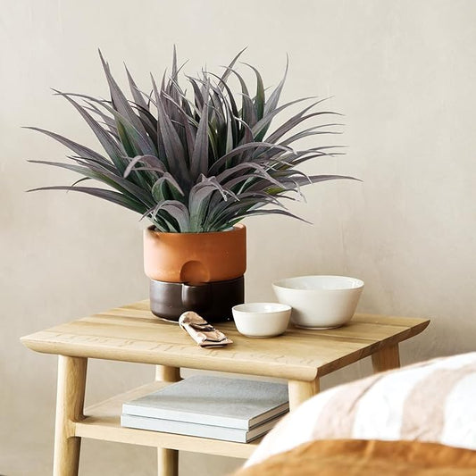 Artificial Fake Grass, 24 PCS Outdoor Faux Plastic Plants Greenery UV Resistant for Outside Home Window Box Garden Office Patio Hanging Planter Front Porch Décor (Dark Green +Red)