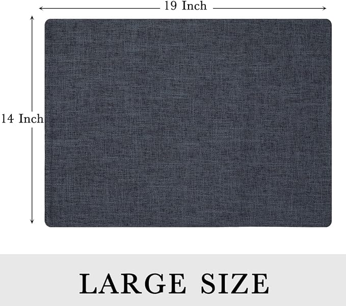 homing Charcoal Cloth Placemats Set of 6 – Cotton Linen Blend Washable Farmhouse Dining Table Mats for Indoors & Outdoors, Easy to Clean, 13x 19 Inch