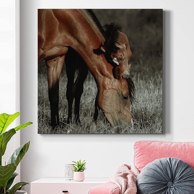 Colorful Animals Painting Wall Art on Canvas Modern Abstract Artwork, Unbroken Bond Wall Art, Ready to Hang, 40'' x 40''