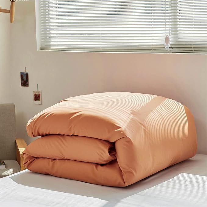 Wellboo Peach Comforter Sets Queen Solid Pink Orange Bedding Comforter Sets Cotton Plain Grapefruit Color Quilts for Women Girls Modern Light Coral Orange Full Soft Comforters Cute Peach Pink Blankets