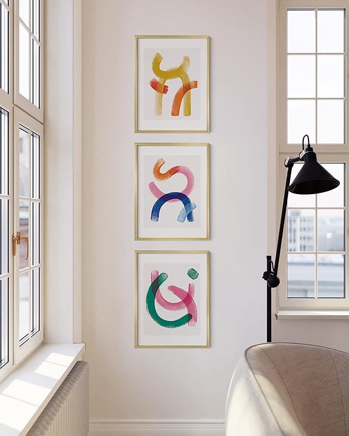 HAUS AND HUES Gold Picture Frames 12x16 - Gallery Wall Frame Set of 3, Poster Frame for Paintings, Wall Art, Aluminum Frames