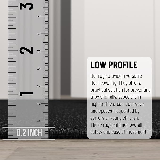 Machine Washable Modern Solid Design Non-Slip Rubberback Traditional Runner Rug for Hallway, Kitchen, Bedroom, Living Room, 2'7" x 12', Solid Black