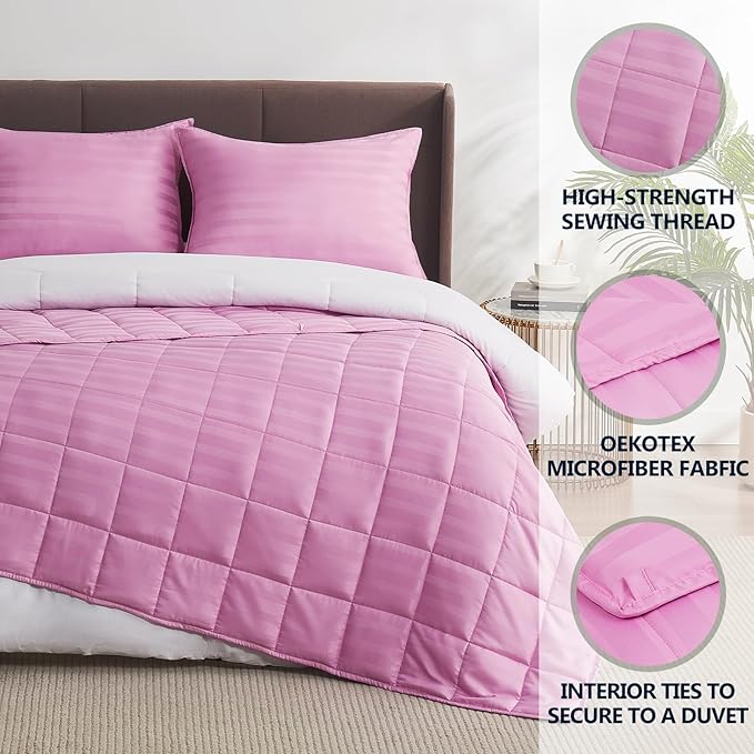 Weighted Blanket for Adult,12lbs Heavy Weighted Blanket 60"x80" Breathable Cooling Summer Blankets, Ultra Soft Cotton Comfort Throw Blanket with Glass Beads for All-Season (Pink)