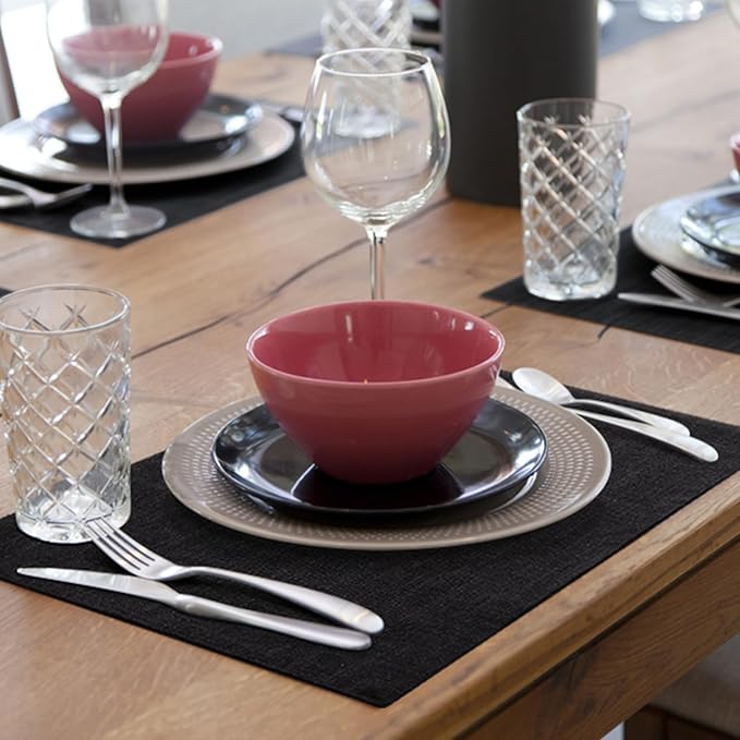 homing Black Cloth Placemats for Dining Table Set of 6 – Cotton Linen Blend Washable Farmhouse Kitchen Mats for Indoors & Outdoors - Easy to Clean 13 x 19 Inch