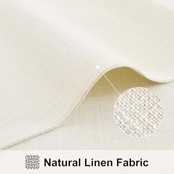 homing Cotton Linen Placemats Set of 6 and Table Runner 90" Long, Cream Washable Cloth Place Mats with Table Runner for Indoors & Outdoors, Easy to Clean