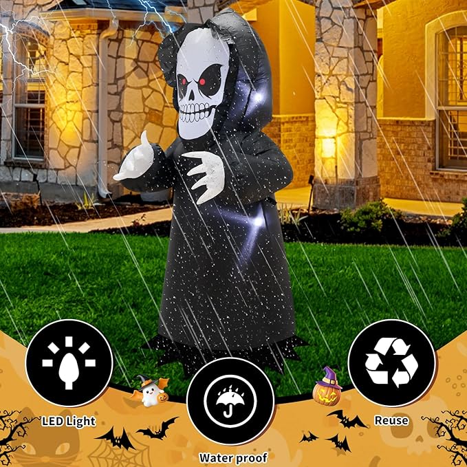 TRMESIA 4FT Halloween Ghost Inflatable Blow up Death God Decoration with LED Lights Indoor Outdoor Party Holiday Lawn Graden Holiday Decoration