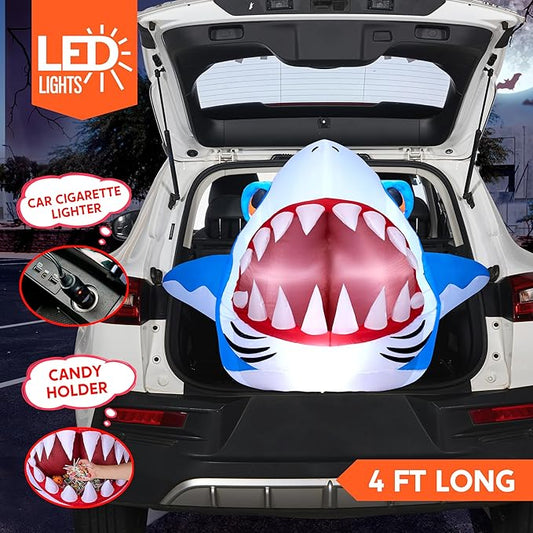 Joiedomi Halloween Inflatables Outdoor Decor, Trunk Or Treat Decoration, Halloween Blow Ups Decorations Shark with Built-in LEDs for Car Yard Decor