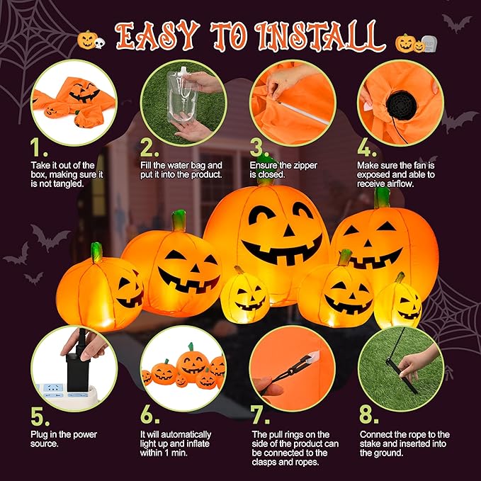 7.5FT Halloween Inflatables Outdoor Decorations Pumpkin, Halloween Decorations Blow Ups Pumpkin Decor for Yard,Party,Garden
