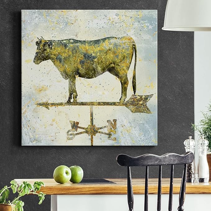 Canvas Prints Wall Art Animals Painting for Wall Décor, Americana Cow Wall Art, Ready to Hang, 32'' x 32''