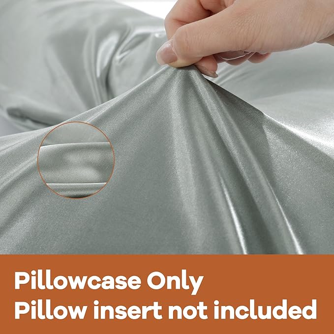 HOMBYS Silky Satin Pregnancy Pillow Cover (ONLY Pillowcase), Luxurious Smooth Maternity Pillow Cover, U Shaped Soft & Breathable Large Pillow Protector for Side Sleeper, 58.6" L x 30.9" W, Dark Grey