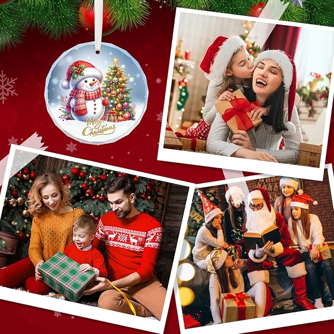 Christmas Ornaments Snowman Ornaments, Crystal Glass Ornaments for Christmas Tree Decoration - Holiday Hanging Ornament - 2025 Christmas Tree Ornament.