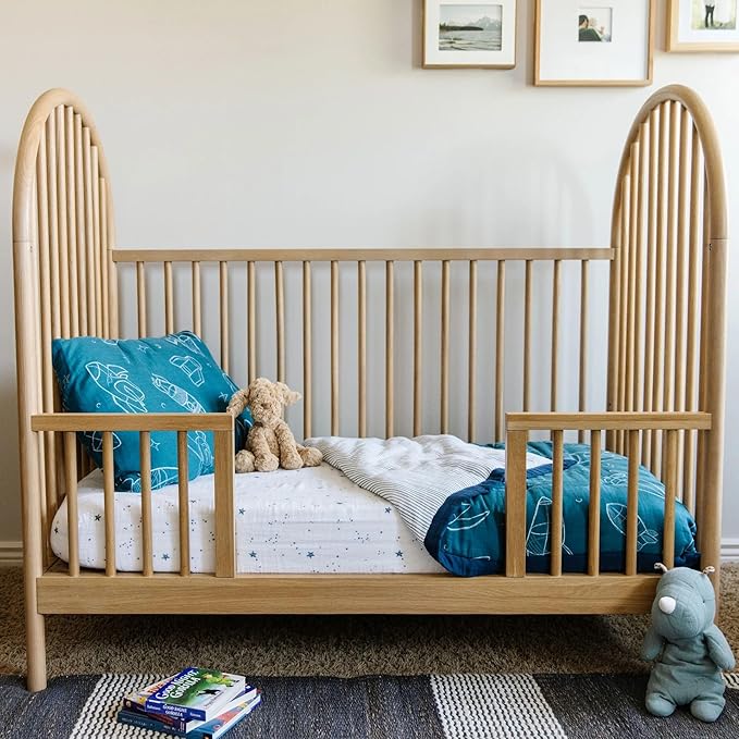 Little Unicorn Toddler Bedding 3-Piece Set | Super Soft & Breathable Muslin Fabric | for Convertible Cribs & Toddler Beds (Blast Off)