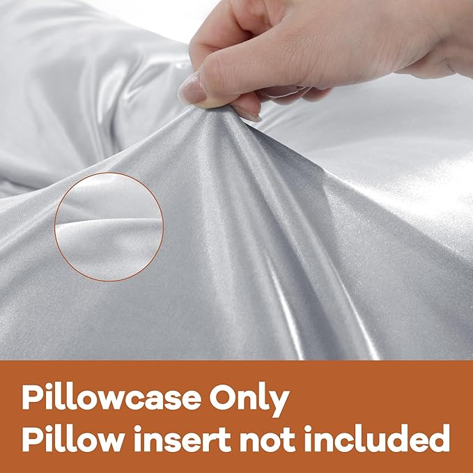 HOMBYS Silky Satin Pregnancy Pillow Cover (ONLY Pillowcase), Luxurious Smooth Maternity Pillow Cover, U Shaped Soft & Breathable Large Pillow Protector for Side Sleeper, 58.6" L x 30.9" W, Light Grey