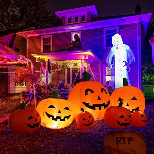 Sizonjoy 7 Ft Halloween Blow up Inflatable Pumpkin Decoration-Lighted Halloween Inflatable Pumpkin for Home Yard Garden Indoor and Outdoor Decoration