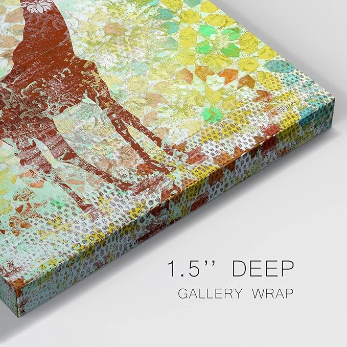Colorful Animals Painting Wall Art on Canvas Modern Abstract Artwork, Bali Giraffe Wall Art, Ready to Hang, 40'' x 40''