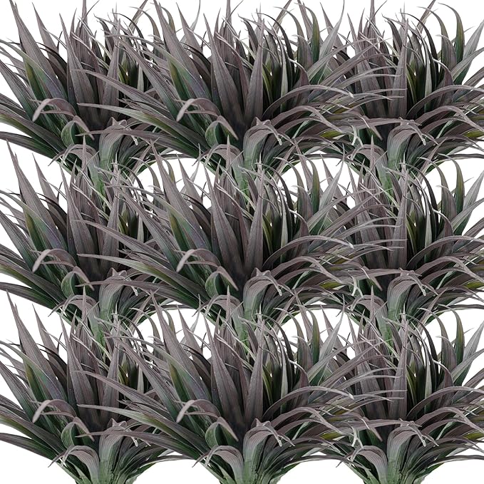 Artificial Fake Grass, 24 PCS Outdoor Faux Plastic Plants Greenery UV Resistant for Outside Home Window Box Garden Office Patio Hanging Planter Front Porch Décor (Dark Green +Red)