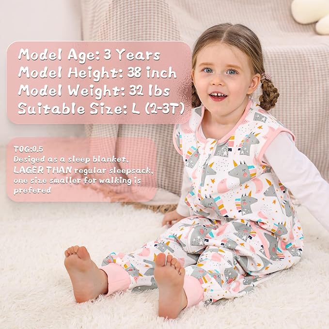 WONDAY Baby Toddler Sleep Sack, Sleep Sack 3t-5t, Sleep Sack Baby Wearable Blanket, Baby Sleep Sacks with Feet, Sleeveless Soft Sleep Sacks for Baby Boys or Girls