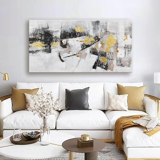 Black Gold Abstract Wall Art Decor Maximalist Home paintings Decor Wall Art Prints Wall Decorations Modern Artwork Pictures for Living Room Wall Bedroom Kitchen Office Decor 24"×48"