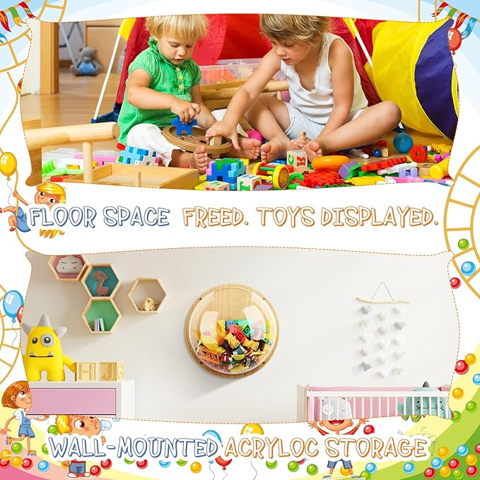 Yungyan 2 Pcs Acrylic Toy Dispenser for Wall Mounted Wall Toy Organizer for Kids Hanging Storage Display Acrylic Organizer Clear Storage Bin for Nursery Playroom Cars Trains(Board Style)