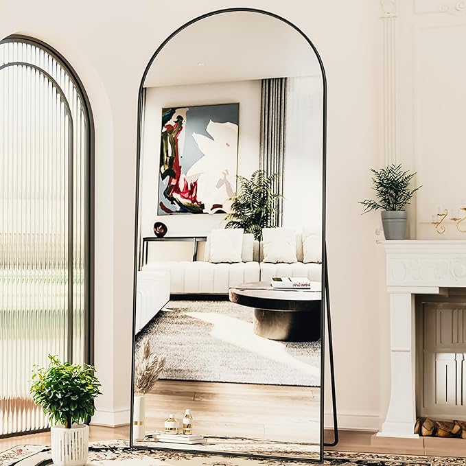 Antok Arched Full Length Mirror, 76"x34" Arched Floor Mirror, Glassless Mirror Full Length with Stand, Floor Mirrors Freestanding, Wall Mounted Mirrors for Bedroom Living Room, Black