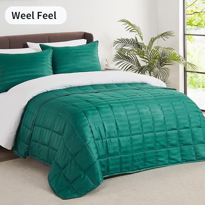 Weighted Blanket for Adult,25lbs Heavy Weighted Blanket 80"x87" Breathable Cooling Summer Blankets, Ultra Soft Cotton Comfort Throw Blanket with Glass Beads for All-Season (Green)