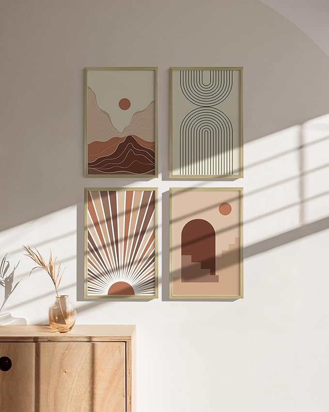 HAUS AND HUES 11x17 Gold Metal Picture Frames - Features Premium Aluminum, Vertical & Horizontal Hang, Shatterproof Plexiglass - Perfect for Home, Room, Office (11x17 in, Gold, Set of 4)