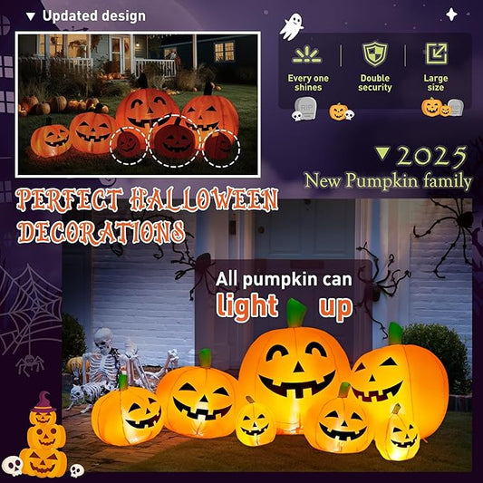 7.5FT Halloween Inflatables Outdoor Decorations Pumpkin, Halloween Decorations Blow Ups Pumpkin Decor for Yard,Party,Garden