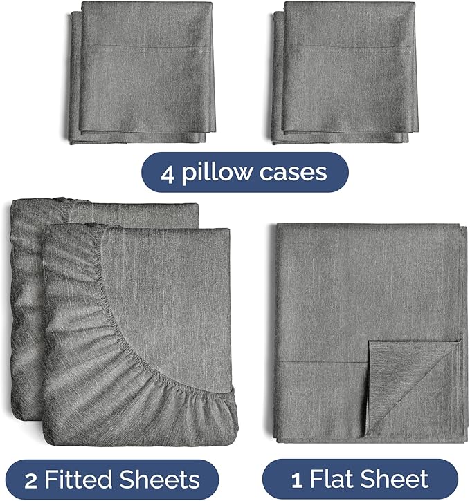CGK Linens Split King 7 Piece Sheet Set - Cooling Sheets for Hot Sleepers - Hotel Luxury Bedding Set with 8-16 Inch Deep Pockets - 1 Flat & 2 Fitted & 4 Pillowcases - Soft & Wrinkle Free - Split King
