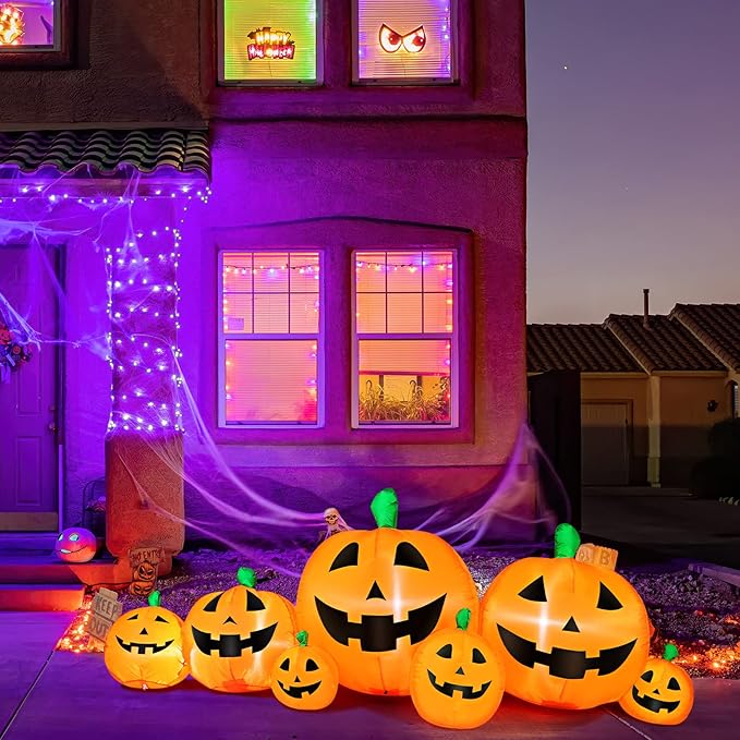 8 FT Halloween Inflatable Pumpkins Decorations Halloween Blow Up LED Lights Decor Outdoor Indoor Holiday Decorations, Decoration Autumn, Lawn Inflatables Home Family Outside