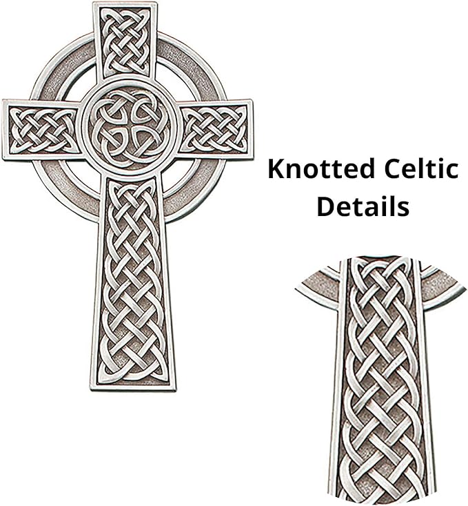 Christian Brands Crucifixes - Pewter Knotted Celtic Hanging Wall Cross, 8" H, Antiqued Finish