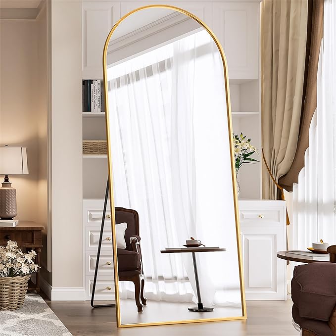Antok Full Length Mirror, 71"x28" Floor Mirror Freestanding, Oversized Floor Standing Mirror Full Body Mirrors with Stand for Bedroom, Hanging Mounted Mirrors for Living Room Cloakroom, Gold