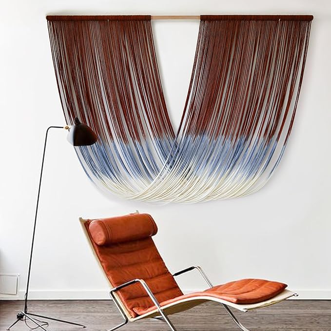 Flber Large Macrame Wall Hanging Dyed Boho Wall Decor Yarn Wall Art Living Room Bedroom Home Room Decor 57" W x 35" L
