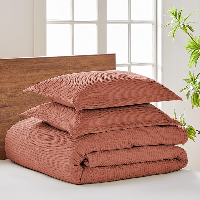 Levtex Home - Cloud Waffle Comforter Set - Full/Queen Comforter + Two Standard Pillow Cases - Waffle Weave - Adobe - Comforter (90 x 94in.) and Pillow Case (26 x 20in.) - Cotton