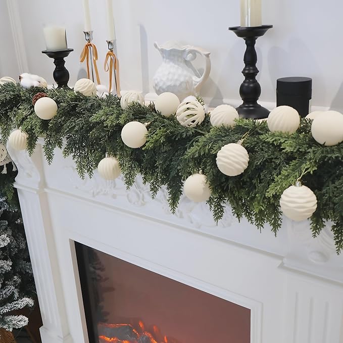 6inch Big Velvet Christmas Ornaments for Xmas Trees, 2 pcs Flocked Christmas Balls Sets for Holiday Decor