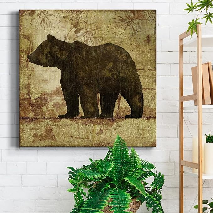 Canvas Prints Wall Art Animals Painting for Wall Décor, Country Bear Wall Art, Ready to Hang, 32'' x 32''