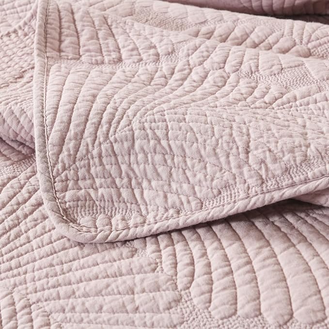mixinni 3-Piece Modern Style Leaf Quilt Set Soft Cotton Bedspread Coverlet Set, Perfect for Him and Her (3pcs, Queen Size)