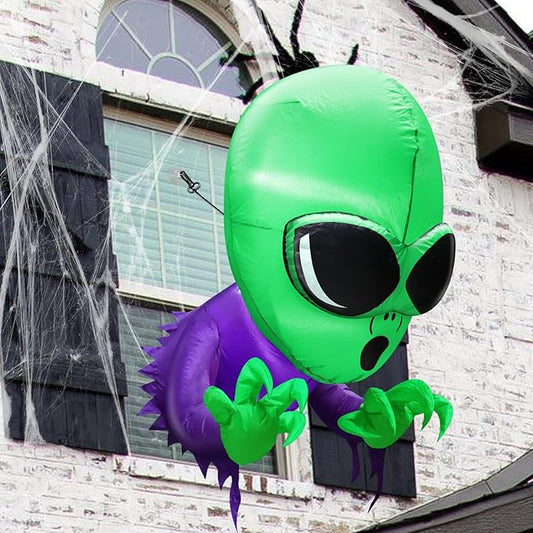 TURNMEON 4 Ft Halloween Inflatables Outdoor Decorations Alien Broke Out from Window with Built-in LED Blow Up Inflatable for Scary Halloween Decoration Party Home Indoor Outside Yard Garden Lawn Decor