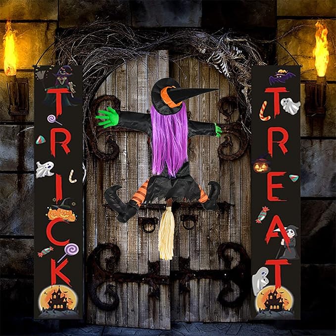 Betty Bash Crashing Witch into Tree Halloween Yard Decorations,(54" H) Large Crashing Witch into Tree
