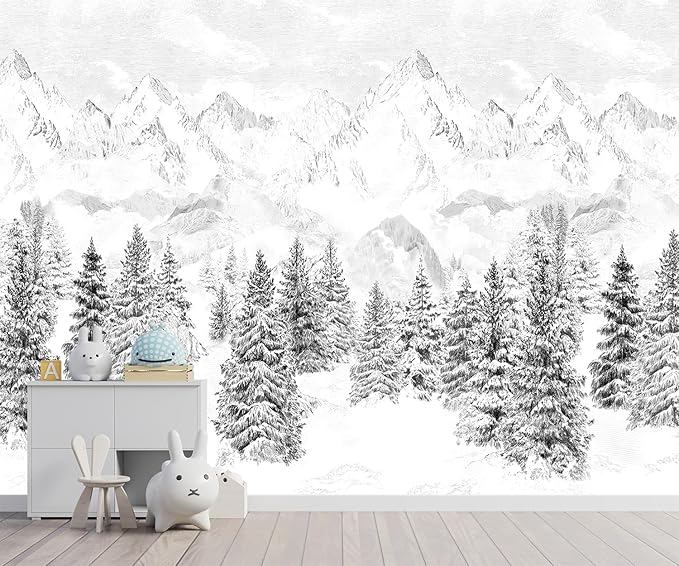White Snow Mountain Pine murals Wallpaper (Not Peel and Stick)
