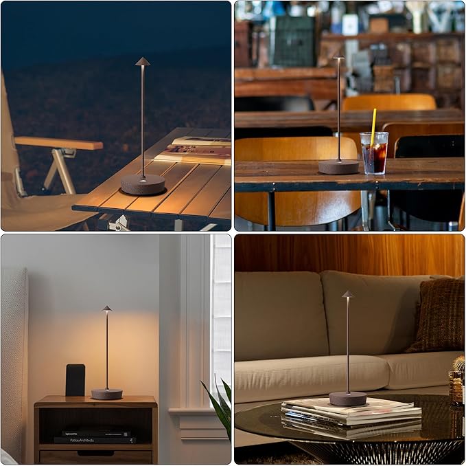SAKRINGT Cordless Table Lamps Rechargeable, 6000mAh Battery Operated Waterproof Stepless Dimming Modern Portable LED Table Light for Restaurant Dining Patio Outdoor